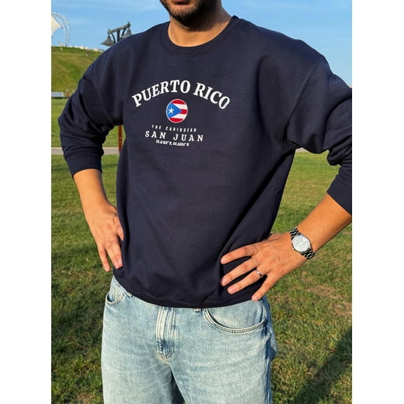Puerto Rico Embroidered Crewneck Sweatshirt – Boricua Pride Pullover, San Juan Gift Idea, Puerto Rican Heritage Apparel