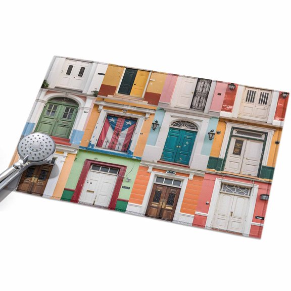 Puerto Rico Entryway Rug 2x3ft Washable Non Slip Bathroom Rug Low Pile Soft Indoor Floor Front Door Mat Vintage Boho Style Door Gates Rectangle Area Rugs Carpet for Kitchen Office Dining Room Home