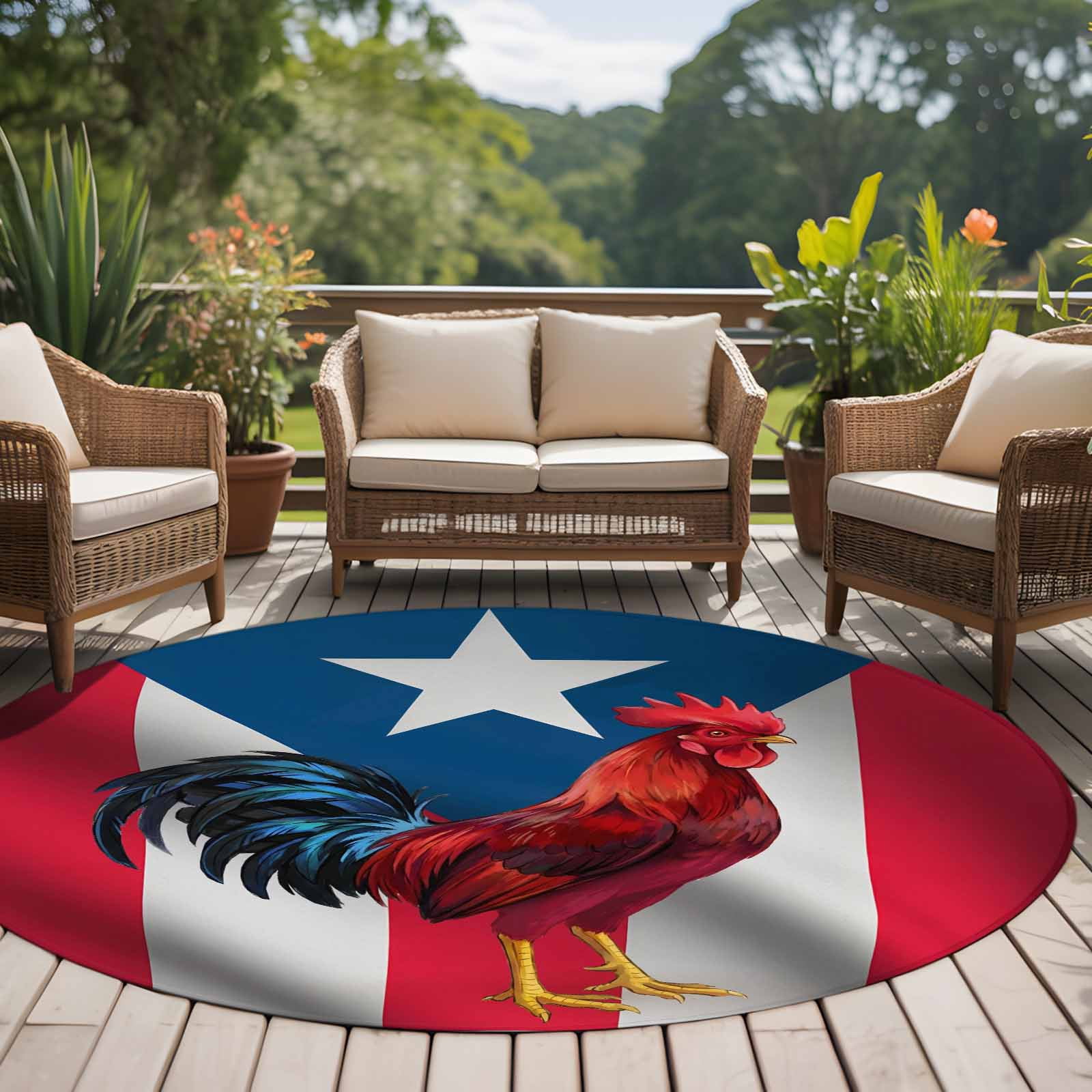 Puerto Rican Rug Designs Puerto Rico Flag 8ft Round Rug for Open Concept Living Room Seating ...