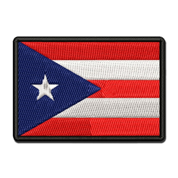 Puerto Rico Flag Applique Multi-Color Embroidered Hook & Loop Patch - 2.5 Inch Small