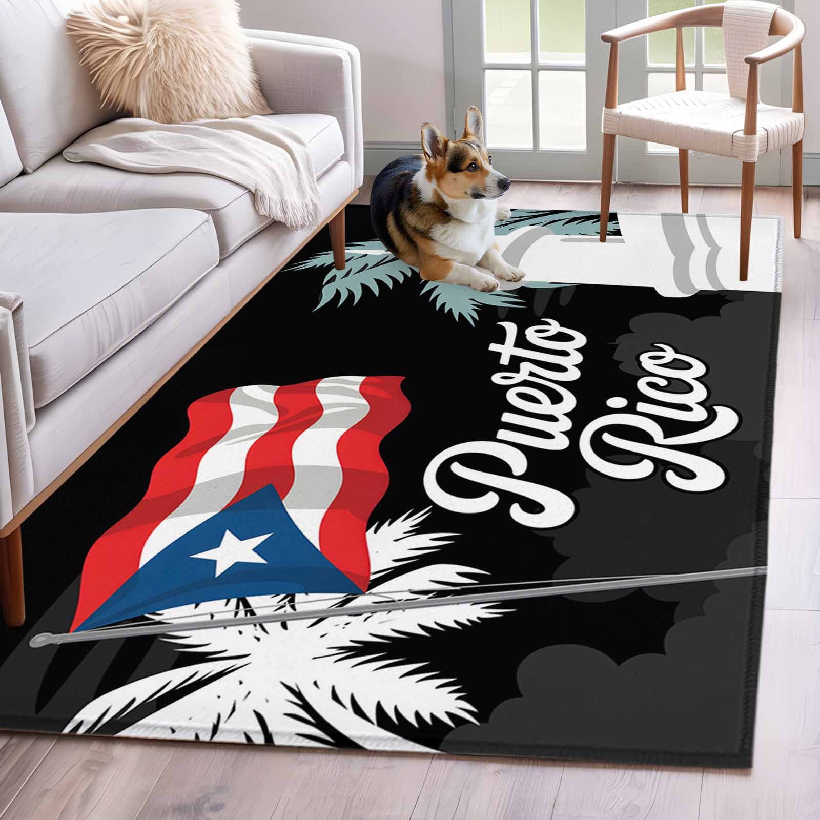 Puerto Rican Rug Designs Puerto Rico Flag Area Rug 3x5 FT, Non Slip Entryway Bedside Carpet ...