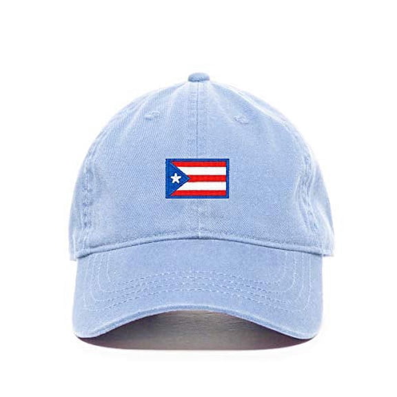 Puerto Rico Flag Baseball Cap Embroidered Cotton Adjustable Dad Hat Light Blue