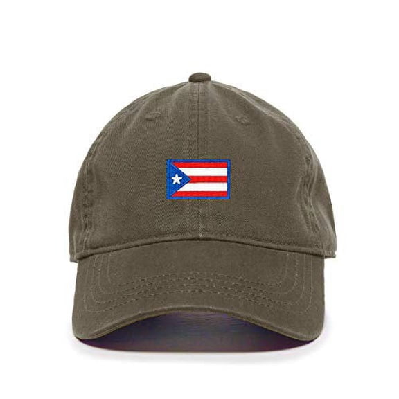 Puerto Rico Flag Baseball Cap Embroidered Cotton Adjustable Dad Hat Olive