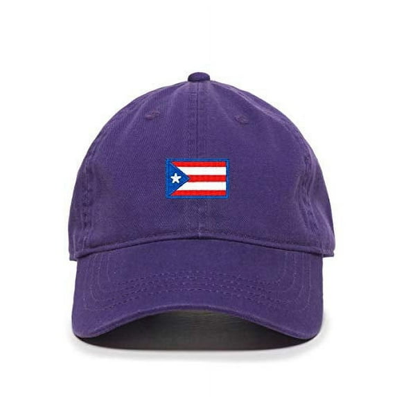 Puerto Rico Flag Baseball Cap Embroidered Cotton Adjustable Dad Hat Purple