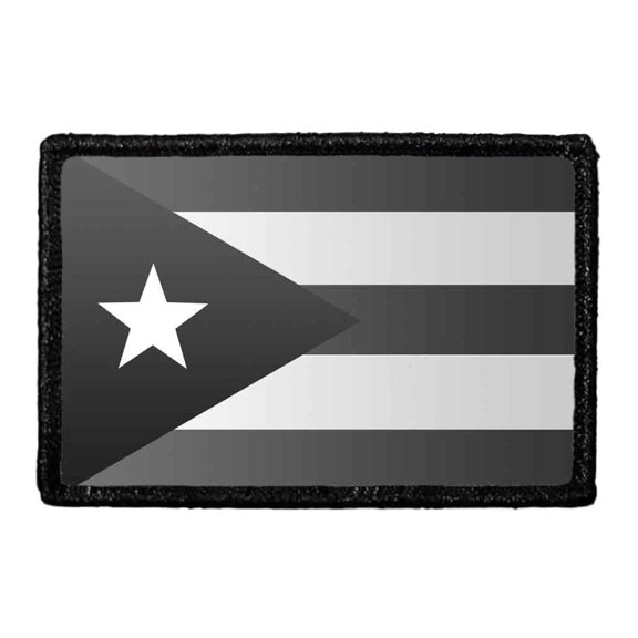 Puerto Rico Flag - Black and White - Removable Patch