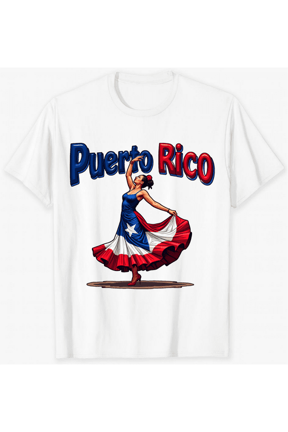 Puerto Rico Flag Dance Woman Graphic Design Short Sleeve T-Shirt For Women Men Gift For Puerto Rican Pride And Cultural Celebration
