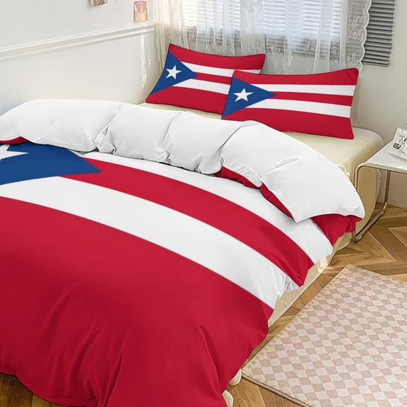 Puerto Rico Flag Design 3D Set Duvet Cover Quilt Cover Theme for Full Size
