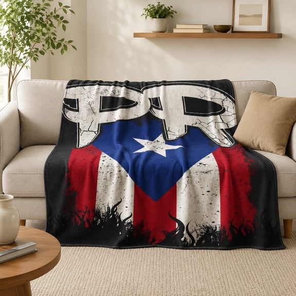 Puerto Rico Flag Fleece Throw Blanket, Soft 280 Gsm Polyester, Cultural Heritage Decor Gift
