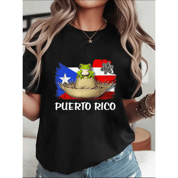 Puerto Rico Flag Frog Boricua Puerto Rican Heritage Gift Unisex T-Shirt, up to Size 5XL
