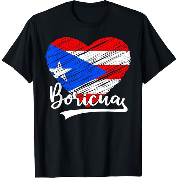 Puerto Rico Flag Heart Boricua Pride T-Shirt Retro Graphic Adult Men Women Heritage Tee
