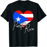 ANYPINK Puerto Rico Flag Heart Proud Puerto Rican Pride Gi Cute Graphic T-Shirt for Women, Short Sleeve Tee for Summer