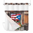 thumbnail image 1 of Puerto Rico Flag No Hook Shower Curtain Waterproof,Bathroom Curtains with Snap in Liners and See Through Top Window,Farmhouse Retro Flowers American Flags Hotel Bathtub Curtains Shower 72"Wx78"L, 1 of 8
