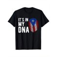 thumbnail image 1 of Puerto Rico Flag "It's In My Dna" Graphic T-Shirt - Black Cotton Knit, Casual Round Neck, Short Sleeve, All-Season Wear, Hand Or Dry Clean Only, 1 of 5