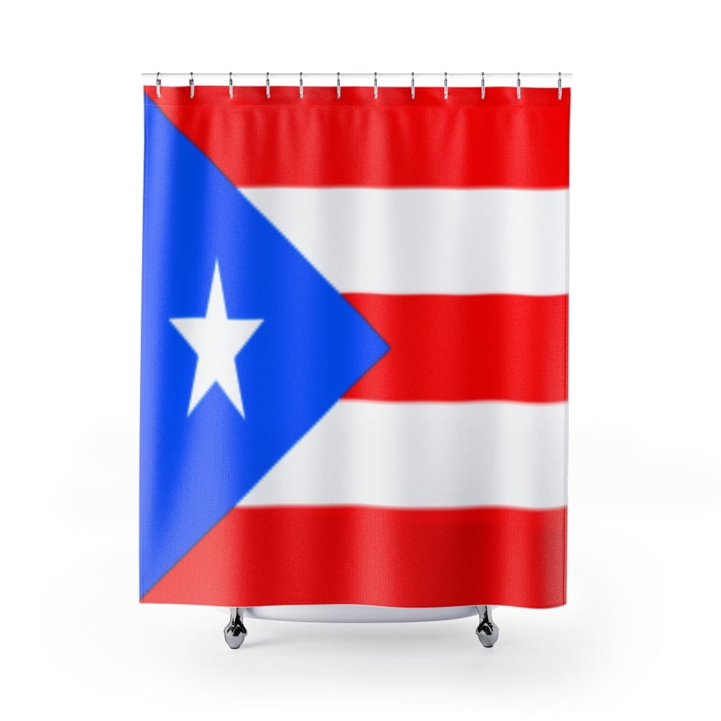 Puerto Rico Flag Lanscape Premium 71"x74" Waterproof Shower Curtain for