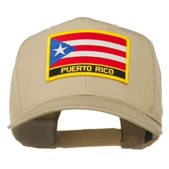 Puerto Rico Flag Letter Patched Cap - Khaki OSFM