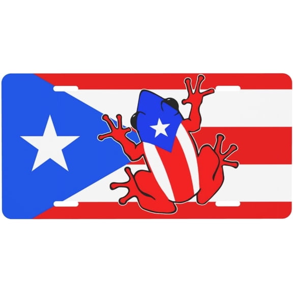 Puerto Rico Flag License Plate Covers and Protector, Rust-Proof Aluminum Holder License Plate Frames,Novelty Car Frame,Weather & Rattle-Proof Universal Tag Cover for License Plate