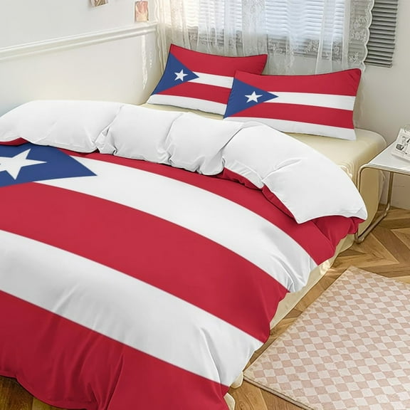 Puerto Rico Flag Print Duvet Cover Set Bedding Set Polyester Quilt Cover for Bedroom Decoration