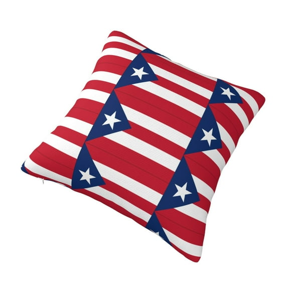 Puerto-Rico Flag Printed Decorative Square Throw Pillow Cover 12"x12"