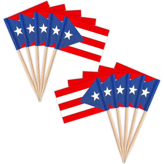 Puerto Rico Flag Puerto Rican Toothpick Flags,Small Mini Puerto Rico Cupcake Toppers Stick flags - Country Party Cocktail Fruit Decoration(100 Pcs)
