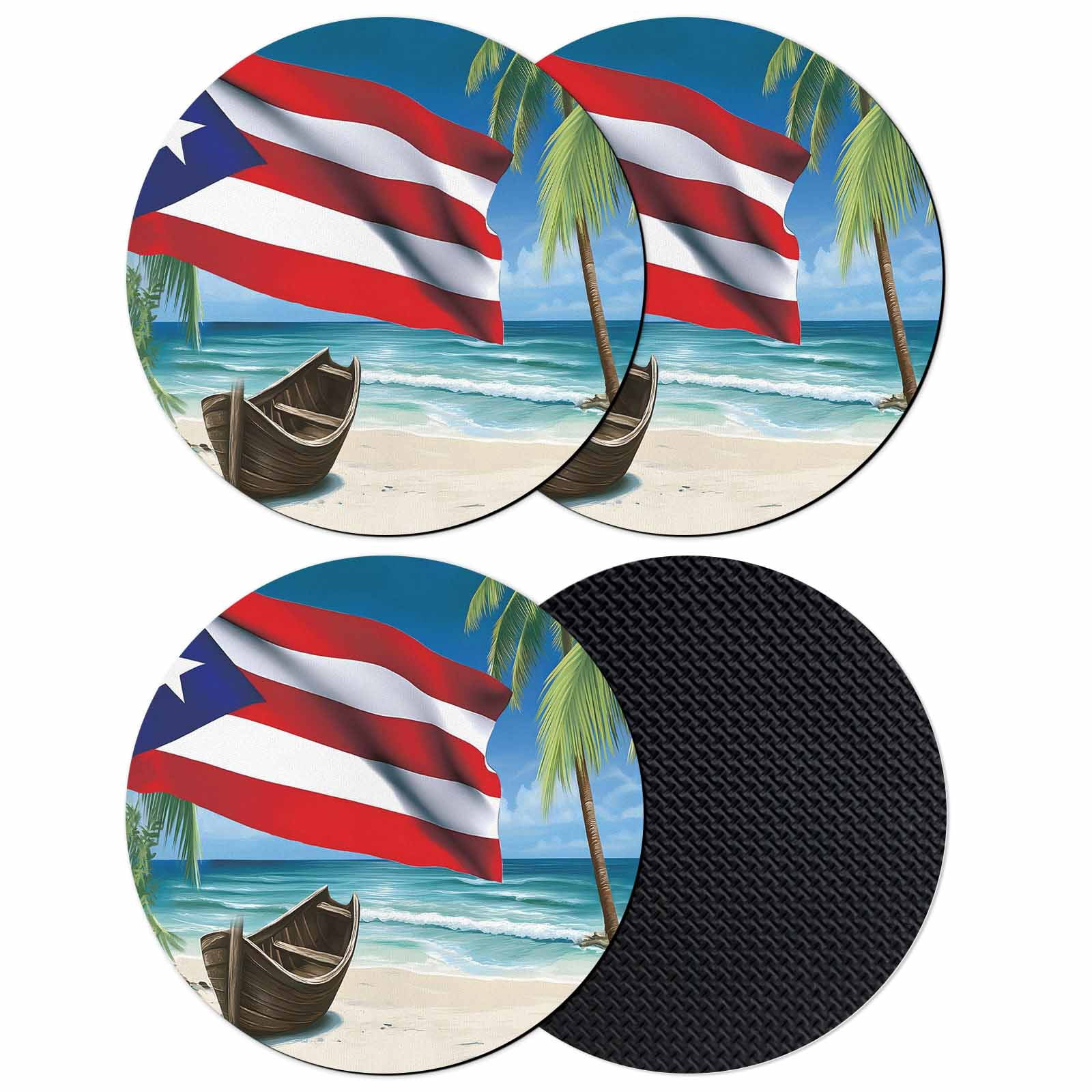 Puerto Rico Flag Sea Coasters Set of 4, Absorbent Coasters for Drinks ...