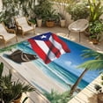 thumbnail image 1 of Puerto Rico Flag Sea Outdoor Rug for Patio/Deck/Porch, Non-Slip Large Area Rug 4 x 6 Ft, Beach Palm Trees Boat Nautical Indoor Outdoor Rugs Washable Area Rugs, Reversible Camping Rug Carpet Runner, 1 of 8
