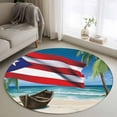 thumbnail image 1 of Puerto Rico Flag Sea Round Area Rug 4Ft Washable Circle Rugs for Bedroom Dining Room, Beach Palm Trees Boat Nautical Non-Slip Carpet Floor Mats Indoor Outdoor Carpet Runner Aesthetic Home Decor, 1 of 8