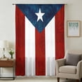 thumbnail image 1 of Puerto Rico Flag Sheer Curtains 45 Inches Long, Palm Leaf Botanical Red Striped Blue Star Light Filering Curtains, Breathable Simi Curtain Privacy Drapes for Kitchen Bathroom Small Window Treatment, 1 of 9