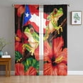 thumbnail image 1 of Puerto Rico Flag Sheer Curtains 72 Inches Long 2 Panels Set, Window Sheer Curtains for Living Room/Bedroom, Frog Red Flower Summer Leaf Light Filtering Rod Pocket Curtain 52'' x 72'' x 2, 1 of 7