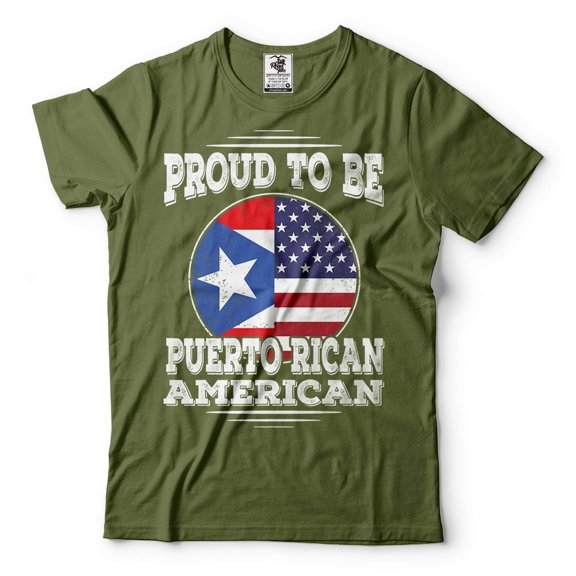 Puerto Rico Flag Shirt Puerto Rican Patriotic Shirt American Puerto Rican Shirt Puerto Rico Tee (Small Military Green)