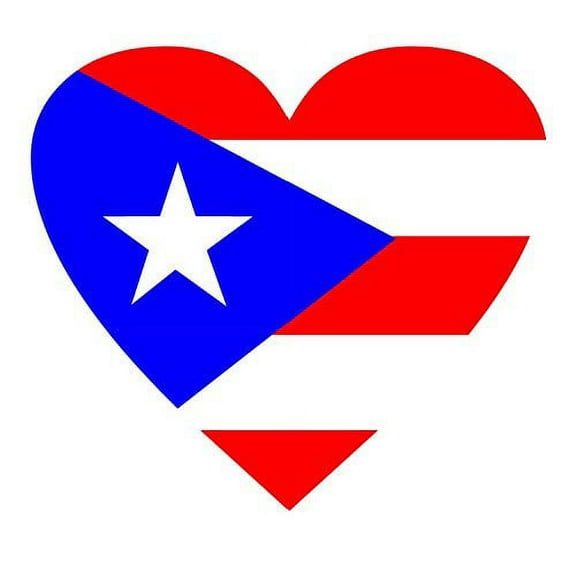 Puerto Rico Flag Sticker (Pack 2,) Vinyl Decal,Heart Shape Flag, Bandera, Boricua