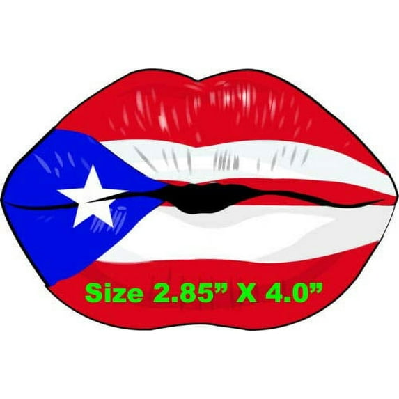 Puerto Rico Flag Sticker (Pack of 2) Vinyl Decal, Kiss, Lips