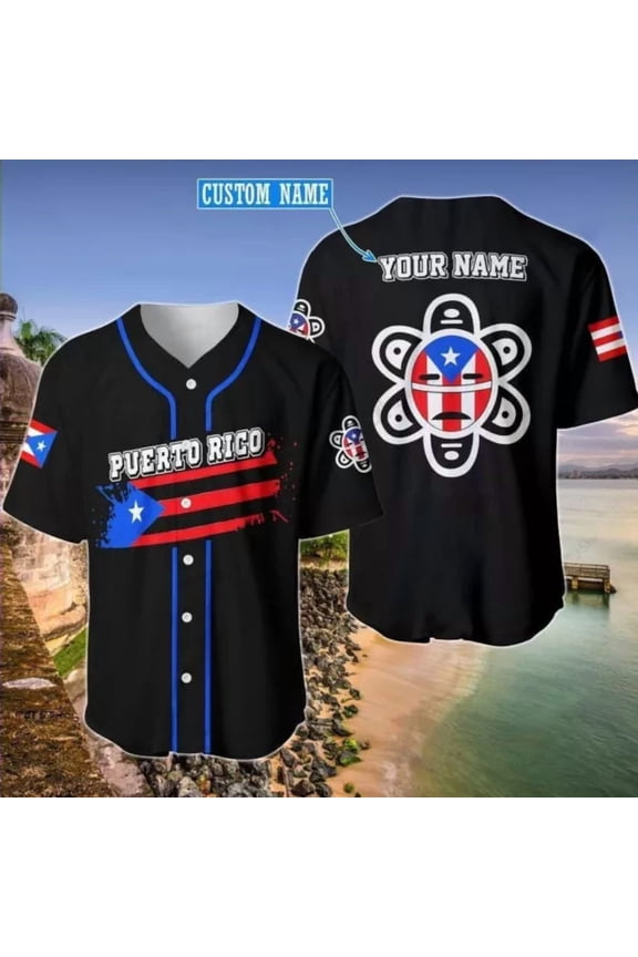 Puerto Rico Flag Taino Black Personalized Baseball Jersey - Hot Sale 2026