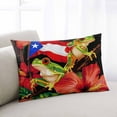 thumbnail image 1 of Puerto Rico Flag Throw Pillow Covers, Frog Red Flower Summer Leaf Soft Breathable Pillow Cases with Invisible Zipper for Sleeping, Queen Size Pillowcases for Couch Bed Sofa Chair 20x30 Inches, 1 of 6
