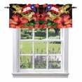 thumbnail image 1 of Puerto Rico Flag Valance Curtain Red Althea Floral Green Frog Black Background Window Valances Rod Pocket Short Curtains Window Treatments for Kitchen Bedroom Bathroom Laundry 54" x 18", 1 of 9