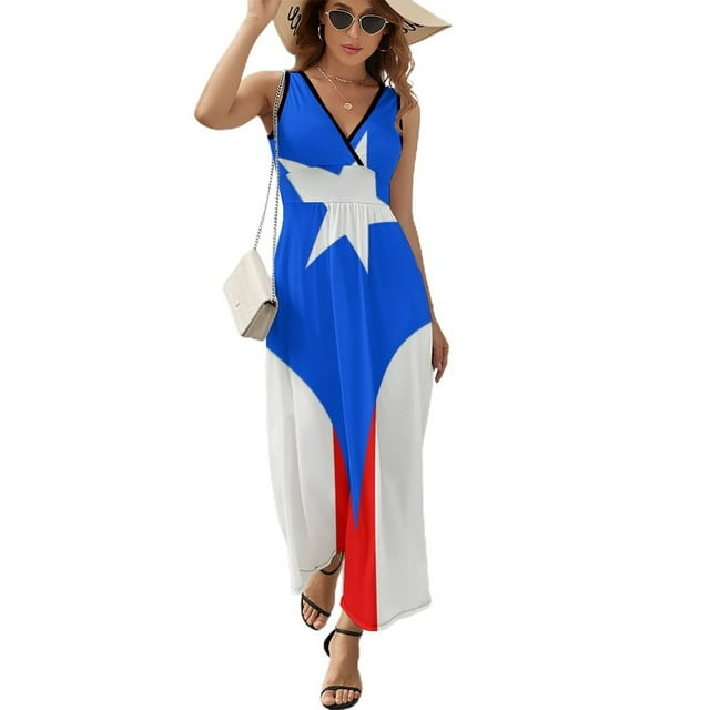 Puerto Rico Flag Vertical Sleeveless Dress Summer women's clothing