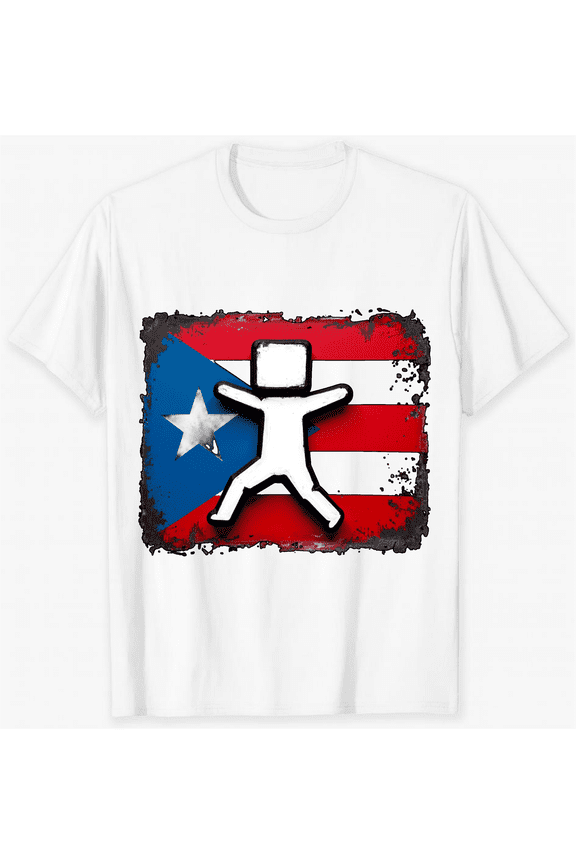 Puerto Rico Flag With Dancing Figure Design Short Sleeve T-Shirt For Women Men Gift For Puerto Rican Pride Lovers