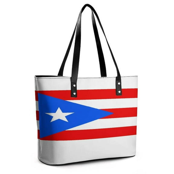 Puerto Rico Flag Woman Leather Handbags Large Tote Bag Fashion Portable Handbags With Zipper