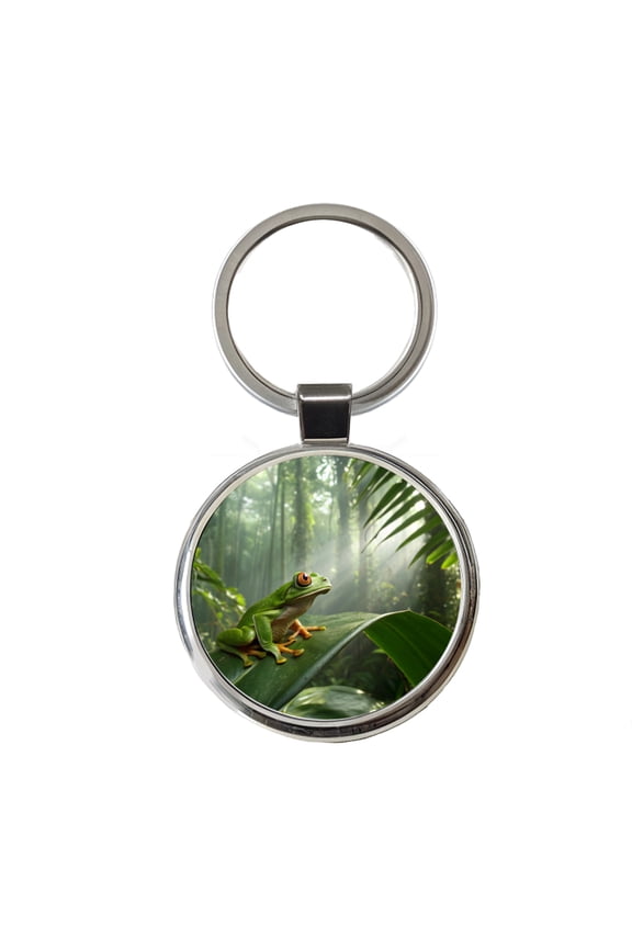Puerto Rico Frog Cute Metal Round Keychain