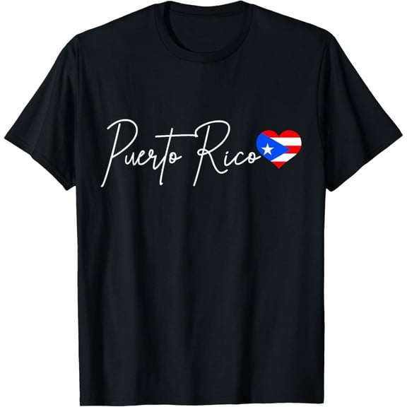 Puerto Rico Heart Pride Boricua Puerto Rican Flag T-ShirtMen and women, Black T-shirt, size: Extra large