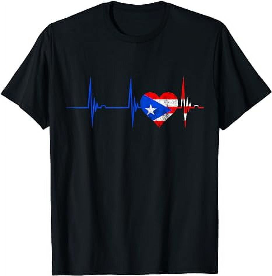 Puerto Rico Heart Puertorro Heartbeat EKG Pulse Puerto Rican T-Shirt ...