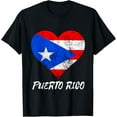 thumbnail image 1 of Puerto Rico Heart Puertorro Puerto Rican Flag Boricua Roots T-Shirt mens t shirt，black，women，funny，misfits，men，journey, 1 of 4