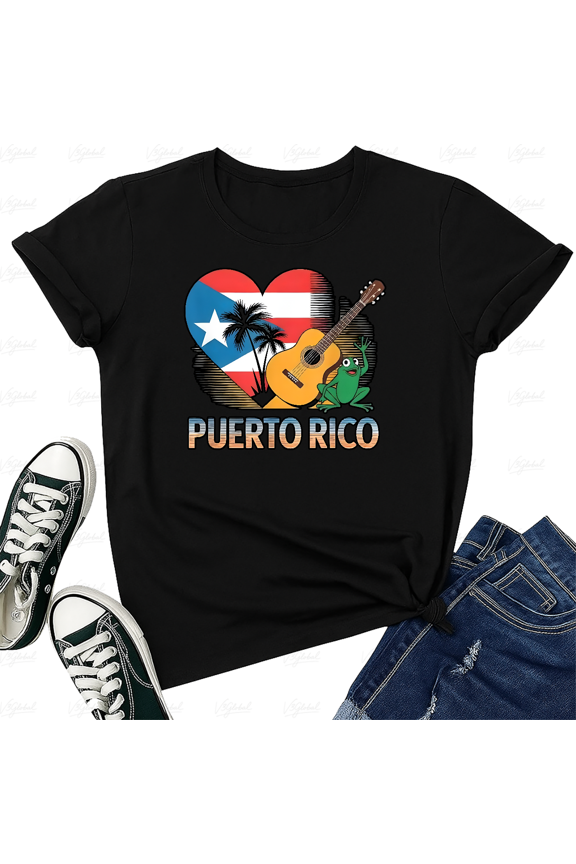 Puerto Rico Heritage Taino Boricua Coqui Frog Pride Art Art Unisex T-Shirt V18377, up to Size 5XL