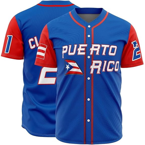 Puerto Rico Jersey for Men World Game Classic Baseball Jersey 3D Print Shirt