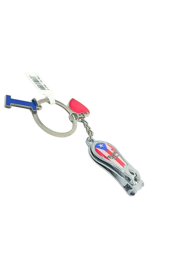 Puerto Rico Key Chain with Nail Clipper Compact, Dual-Purpose Grooming Tool: 1 Pack