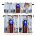 thumbnail image 1 of Puerto Rico Kitchen Curtains and Valances Set, Flag Country Rustic Shabby Door Wall Graffiti Rod Pocket Window Valance Window Curtain Panels for Living Room Bedroom Laundry, 27.5x36in, 3 Pieces, 1 of 7