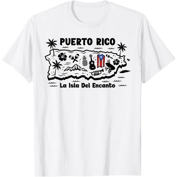 Puerto Rico La Isla del Encanto Puerto Rican Flag Retro T-Shirt Tops Tee