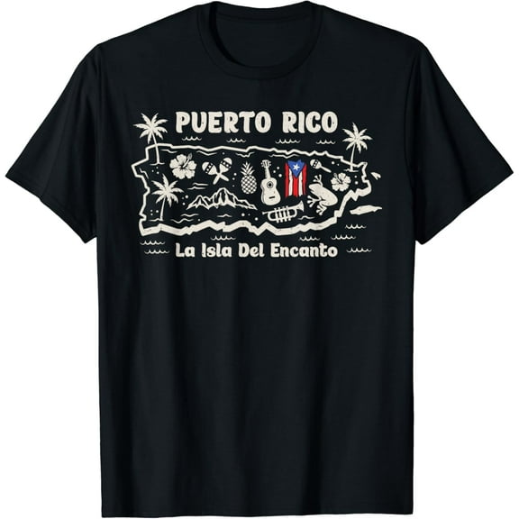 Puerto Rico La Isla del Encanto Puerto Rican Flag Retro T-Shirt