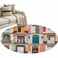 thumbnail image 1 of Puerto Rico Large Area Rugs for Bedroom Living Room, Soft Non Slip Carpet Bedside Rug, Vintage Boho Style Door Gates Round Floor Cover Kitchen Accent Rug 3' for Dining Room/Office, 1 of 9