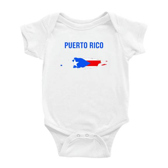 Puerto Rico Map Flag Baby Rompers (White, 12-18 Months)