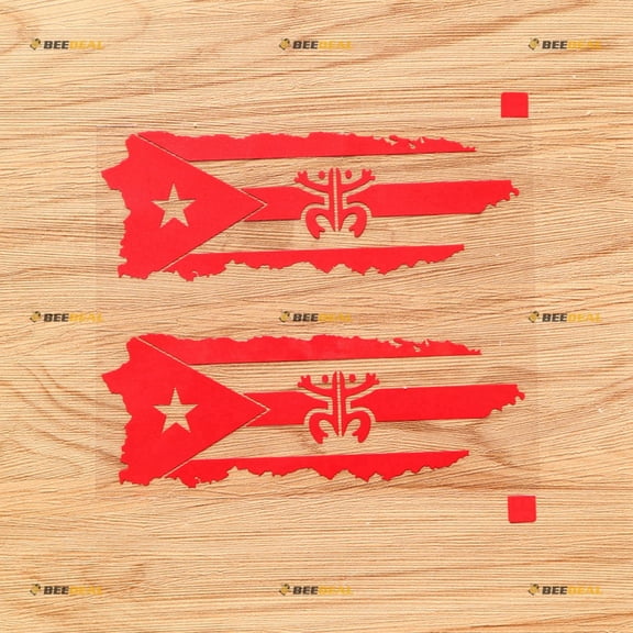 Puerto Rico Map Flag Coqui Frog Decal Sticker Vinyl Puerto Rican - 2 Pack Red, 6 Inches - for Car Boat Laptop Window No Background